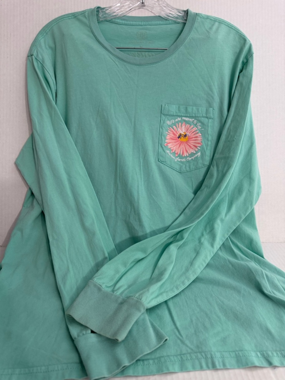 Lauren Conrad Mint Green Long Sleeve Pocket Tee with Floral Pocket Graphic